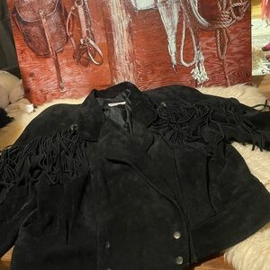 Black suede fringe jacket